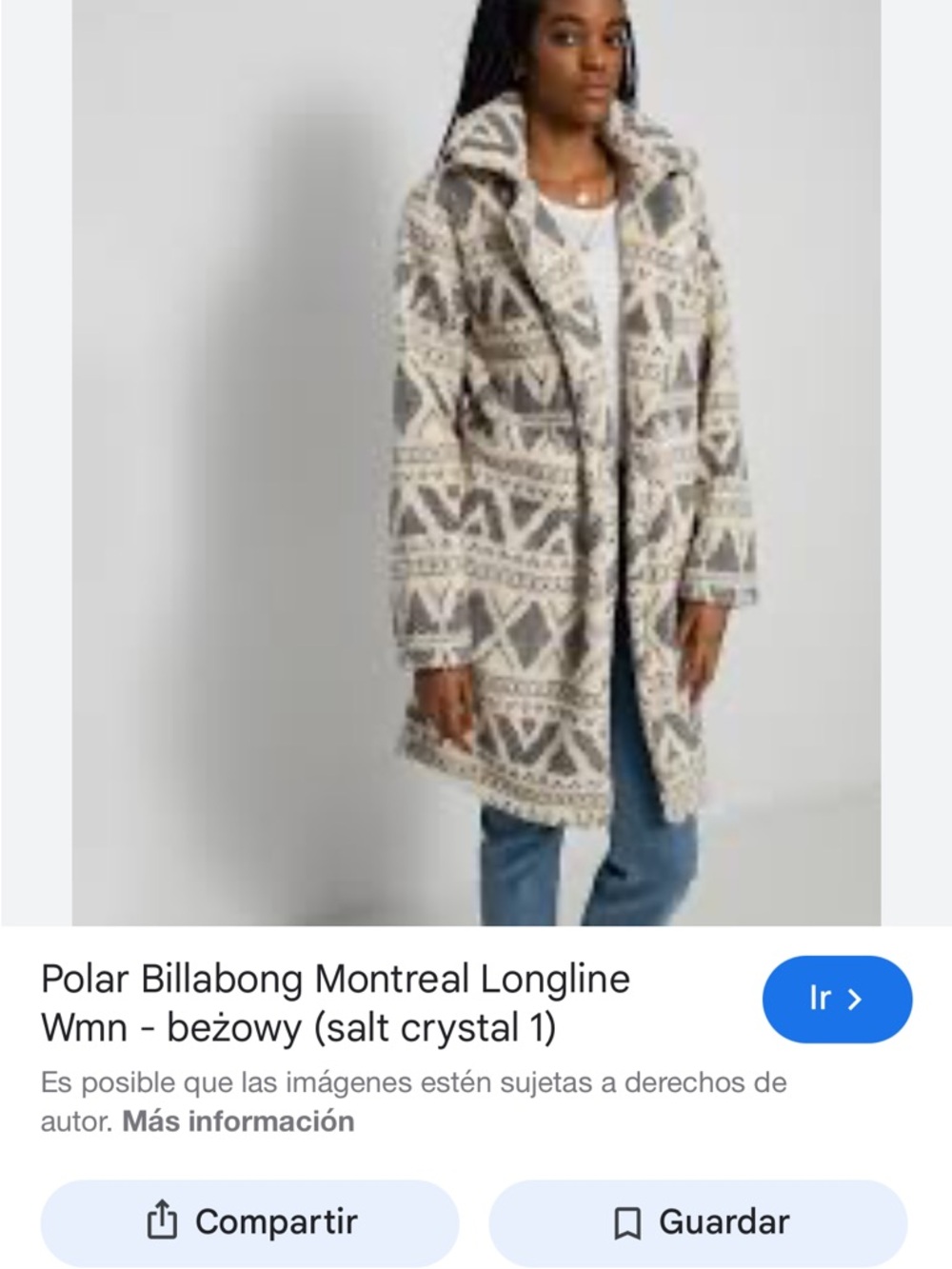 Billabong Women's Beige & Gray Patterned Teddy Jacket